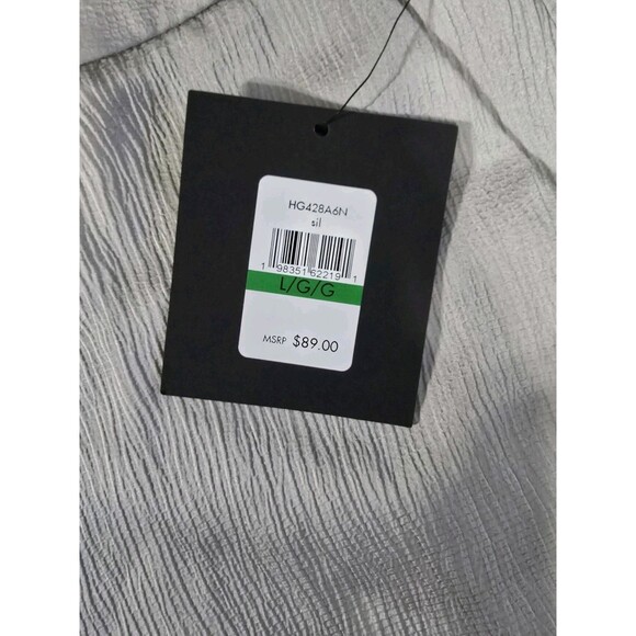 NWT Halston Crinkle Textured Ankle Pants Silver Gray L Stretch Waist | $89 MSRP - Picture 5 of 11